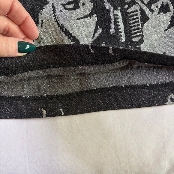 Mosquitohead vintage 90s Y2K mini glitter skirt made in USA graphic sz L black - Picture 9 of 14